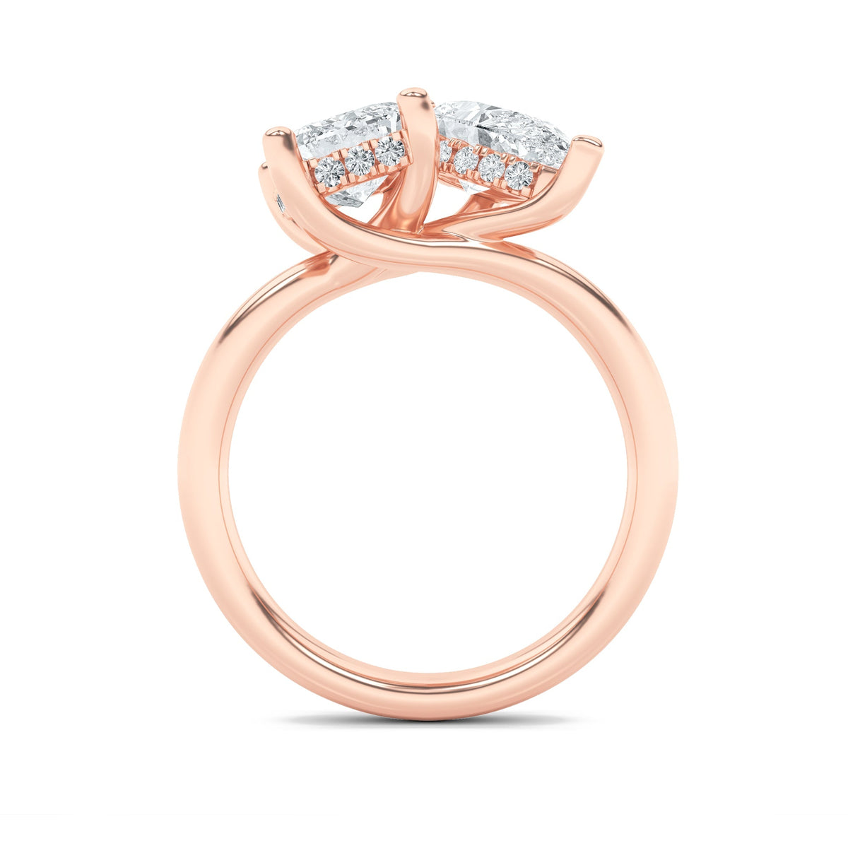3CTW Emerald Lab-Grown Diamond Prong Toi et Moi Engagement Ring 25 Stones