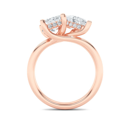 3CTW Emerald Lab-Grown Diamond Prong Toi et Moi Engagement Ring 25 Stones