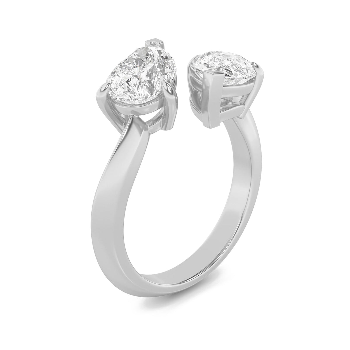 3CTW Pear Lab-Grown Diamond Prong Toi et Moi Engagement Ring 2 Stones 3ct Center