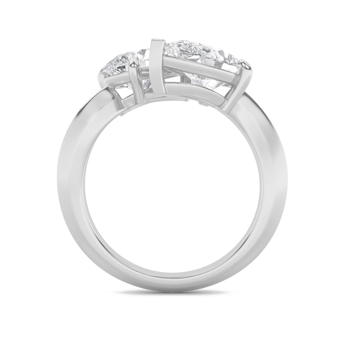 3CTW Pear Lab-Grown Diamond Prong Toi et Moi Engagement Ring 2 Stones 3ct Center