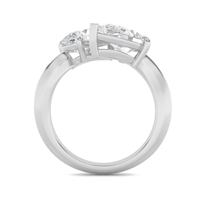 3CTW Pear Lab-Grown Diamond Prong Toi et Moi Engagement Ring 2 Stones 3ct Center