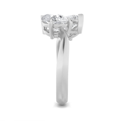 3CTW Pear Lab-Grown Diamond Prong Toi et Moi Engagement Ring 2 Stones 3ct Center