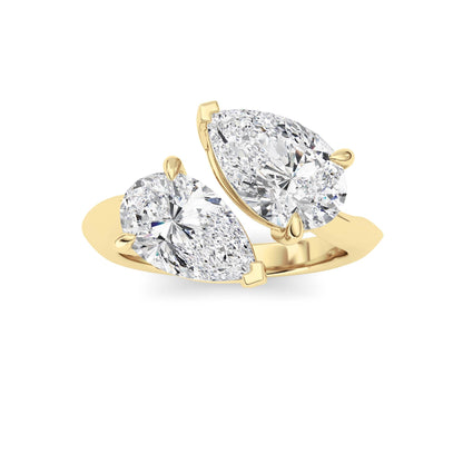 3CTW Pear Lab-Grown Diamond Prong Toi et Moi Engagement Ring 2 Stones 3ct Center