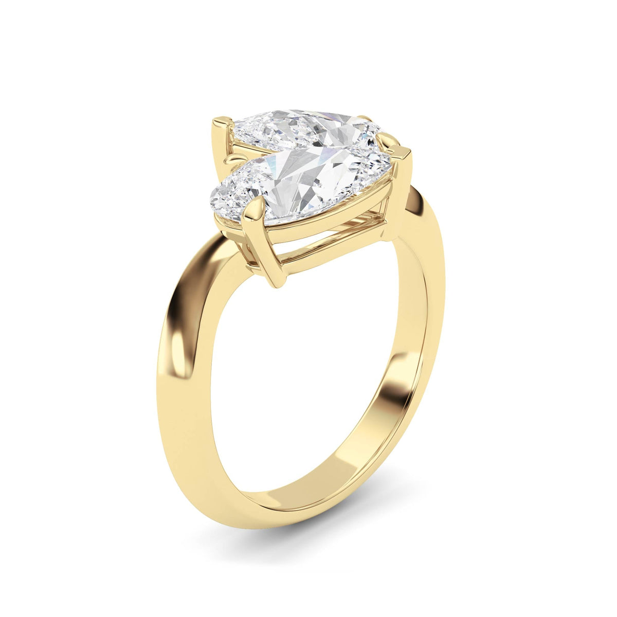 3CTW Pear Lab-Grown Diamond Prong Toi et Moi Engagement Ring 2 Stones 3ct Center