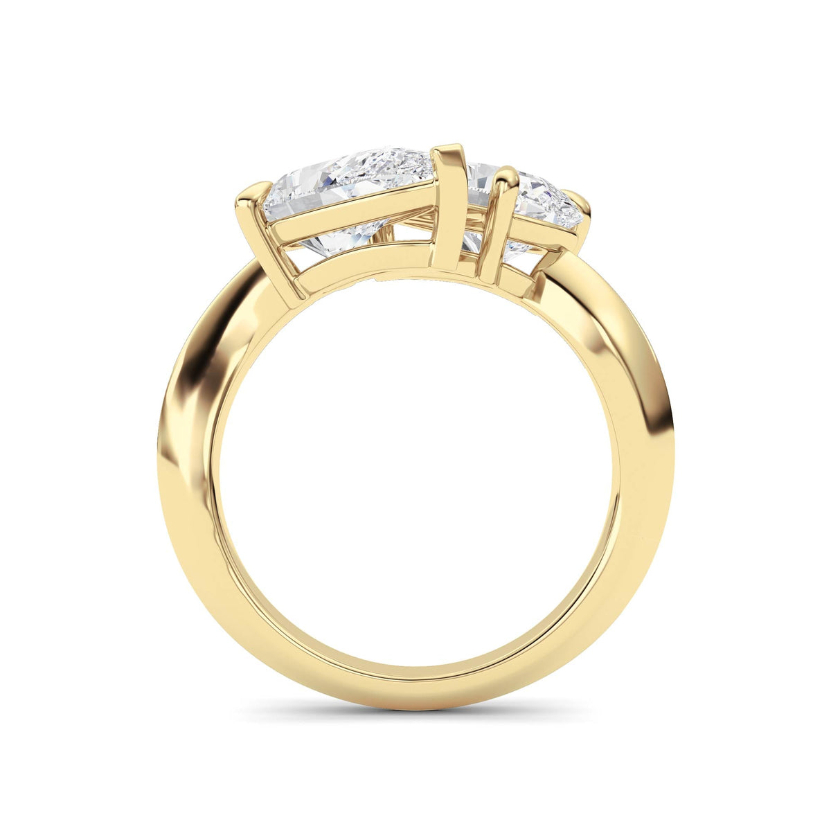 3CTW Pear Lab-Grown Diamond Prong Toi et Moi Engagement Ring 2 Stones 3ct Center