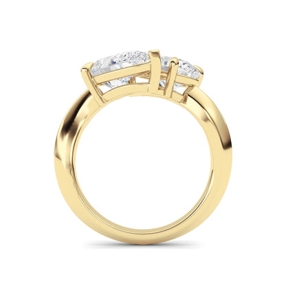 3CTW Pear Lab-Grown Diamond Prong Toi et Moi Engagement Ring 2 Stones 3ct Center