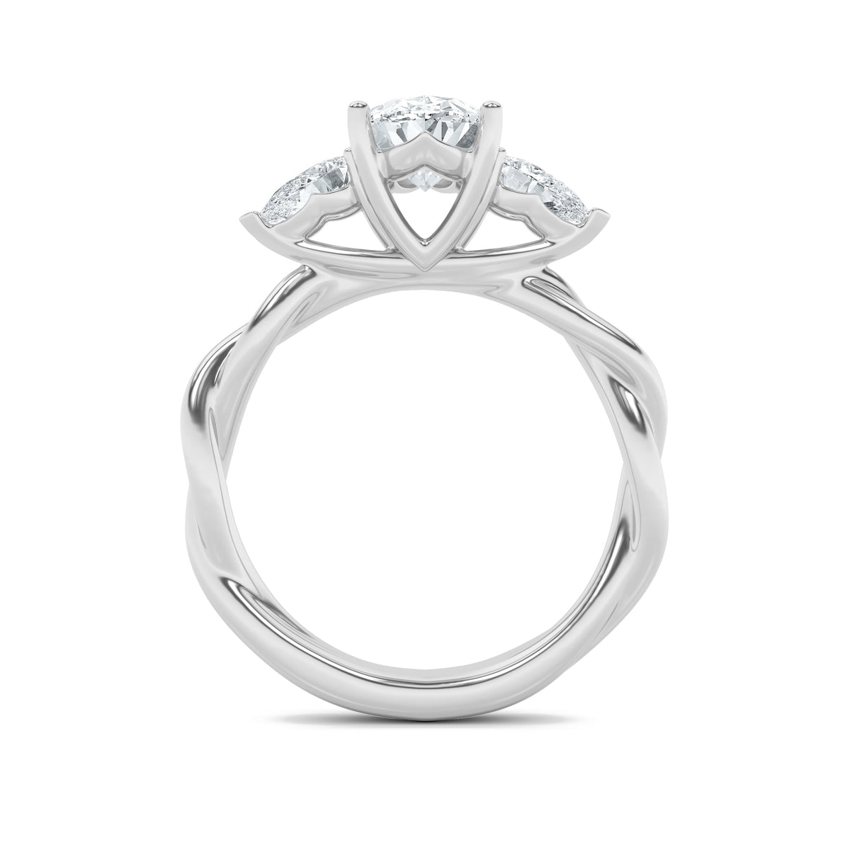 2CTW Oval Lab-Grown Diamond Prong Three Stone Twisted Band Engagement Ring 3 Stones