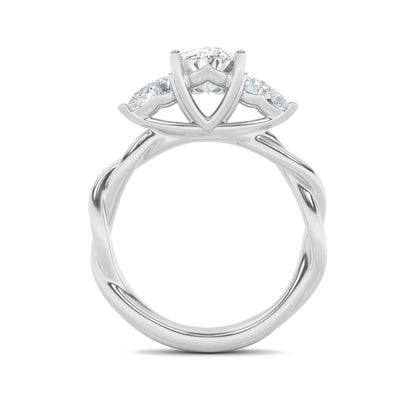 2CTW Oval Lab-Grown Diamond Prong Three Stone Twisted Band Engagement Ring 3 Stones