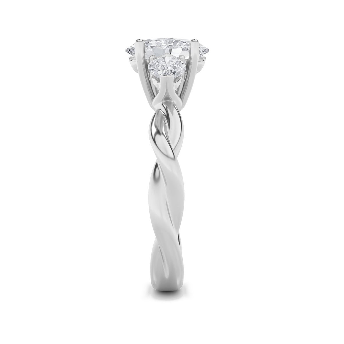 2CTW Oval Lab-Grown Diamond Prong Three Stone Twisted Band Engagement Ring 3 Stones
