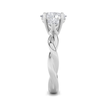 2CTW Oval Lab-Grown Diamond Prong Three Stone Twisted Band Engagement Ring 3 Stones