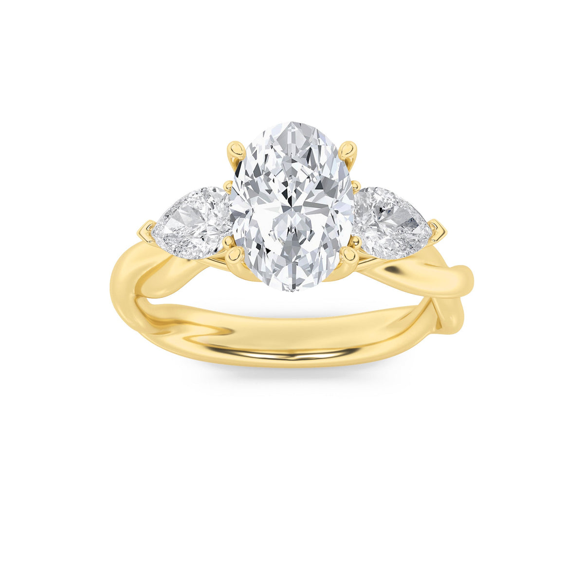 2CTW Oval Lab-Grown Diamond Prong Three Stone Twisted Band Engagement Ring 3 Stones