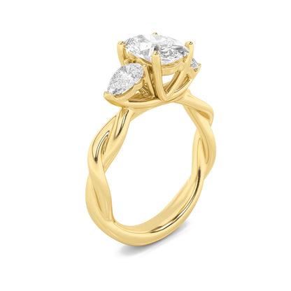 2CTW Oval Lab-Grown Diamond Prong Three Stone Twisted Band Engagement Ring 3 Stones