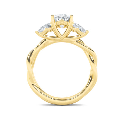 2CTW Oval Lab-Grown Diamond Prong Three Stone Twisted Band Engagement Ring 3 Stones