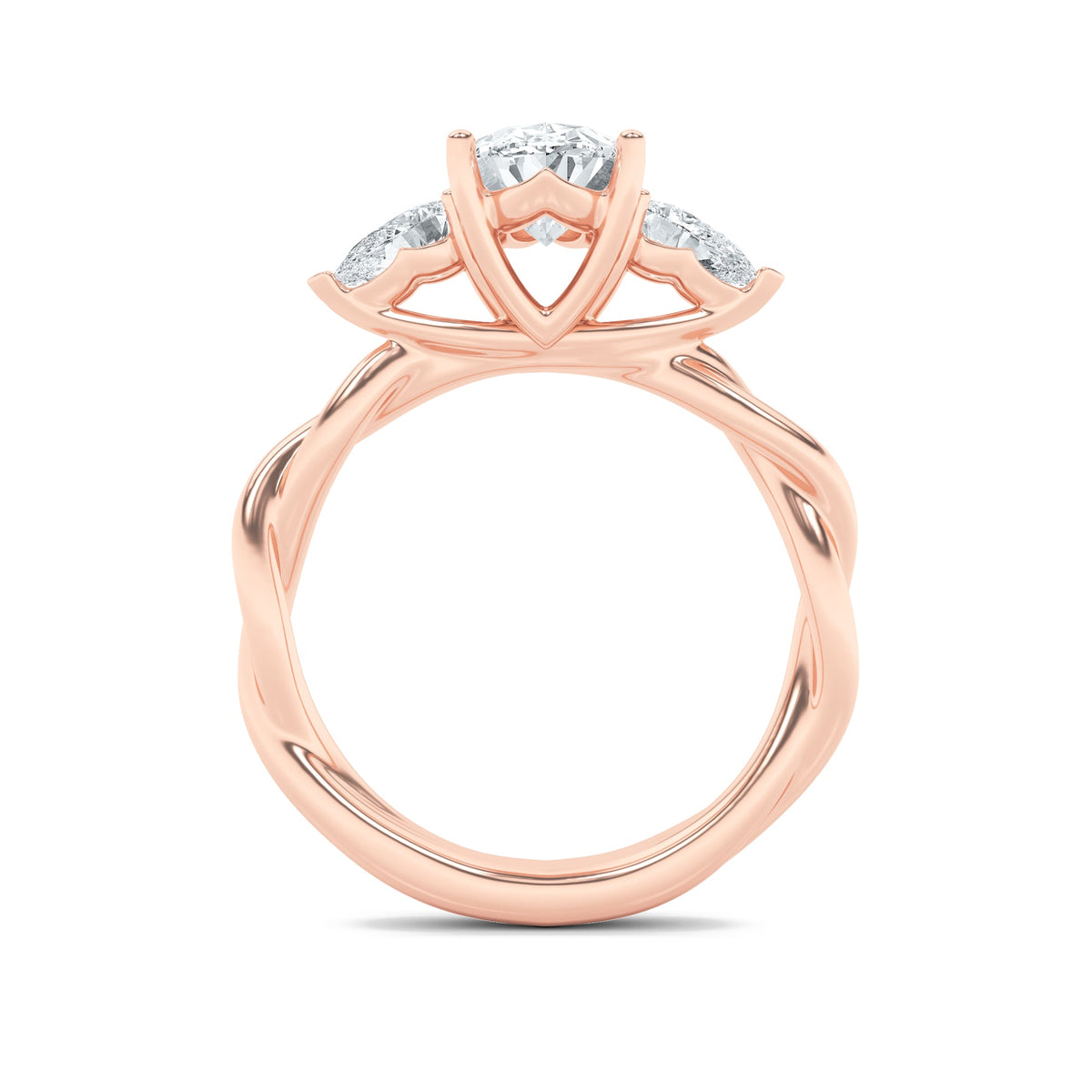 2CTW Oval Lab-Grown Diamond Prong Three Stone Twisted Band Engagement Ring 3 Stones