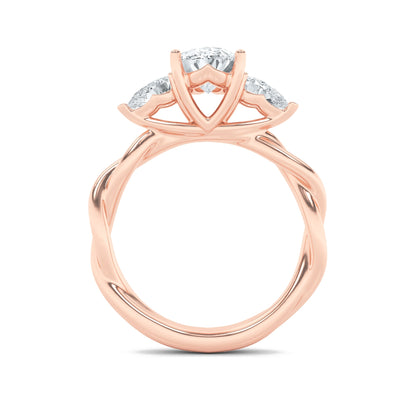 2CTW Oval Lab-Grown Diamond Prong Three Stone Twisted Band Engagement Ring 3 Stones