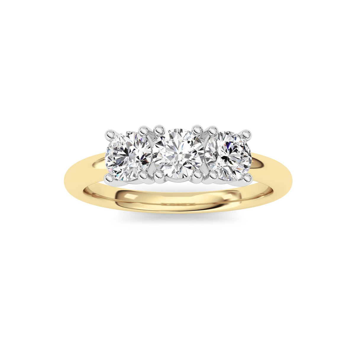 0.75CTW Round Lab-Grown Diamond Prong Three Stone Band Ring 3 Stones