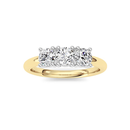 0.75CTW Round Lab-Grown Diamond Prong Three Stone Band Ring 3 Stones