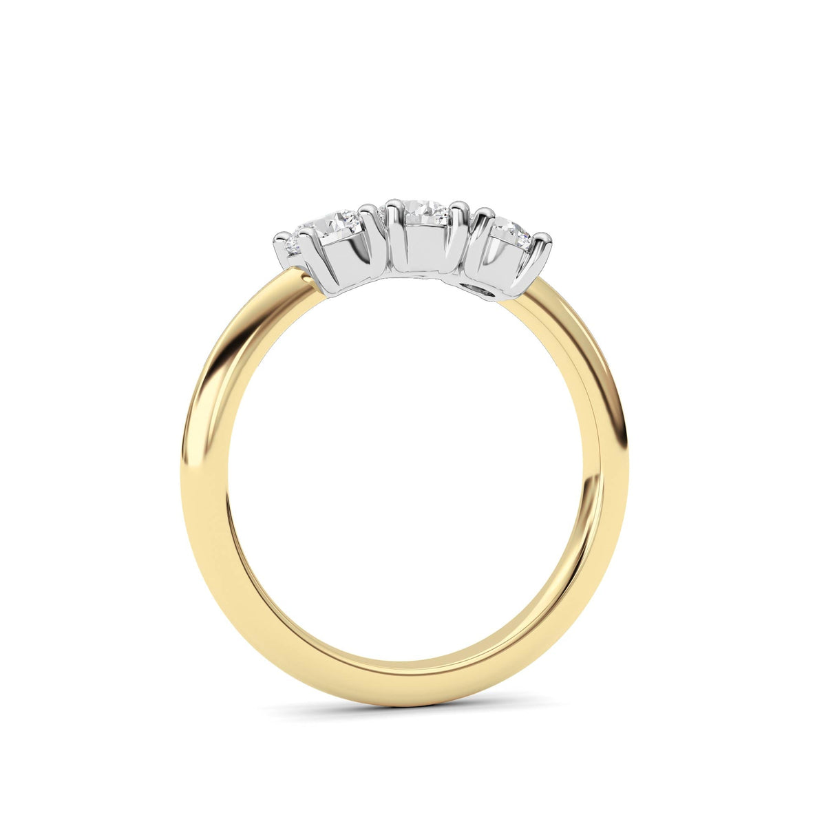 0.75CTW Round Lab-Grown Diamond Prong Three Stone Band Ring 3 Stones