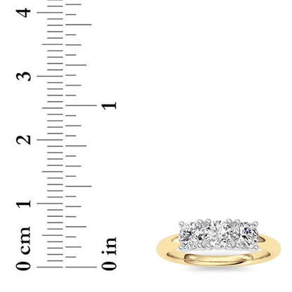0.75CTW Round Lab-Grown Diamond Prong Three Stone Band Ring 3 Stones
