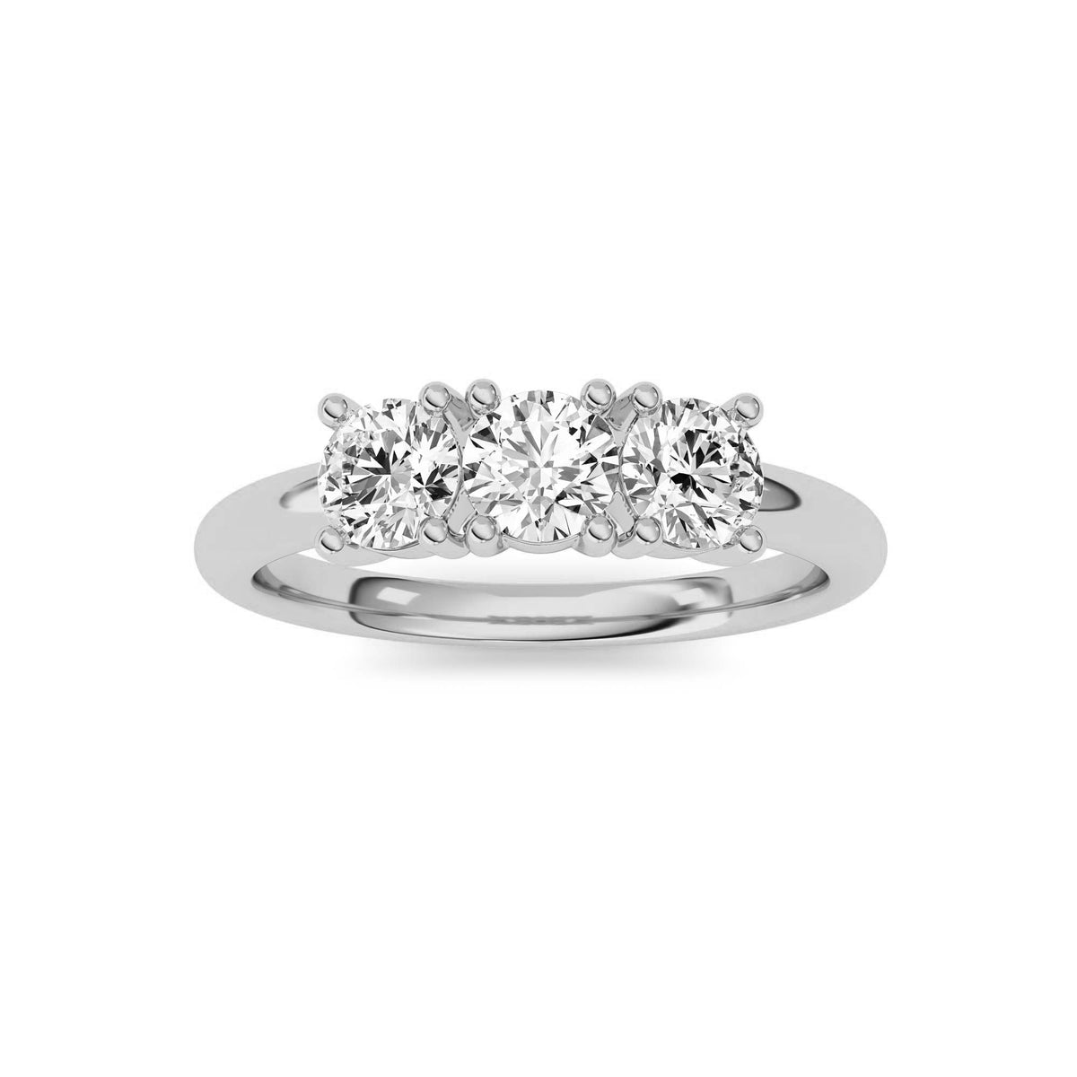 0.75CTW Round Lab-Grown Diamond Prong Three Stone Band Ring 3 Stones