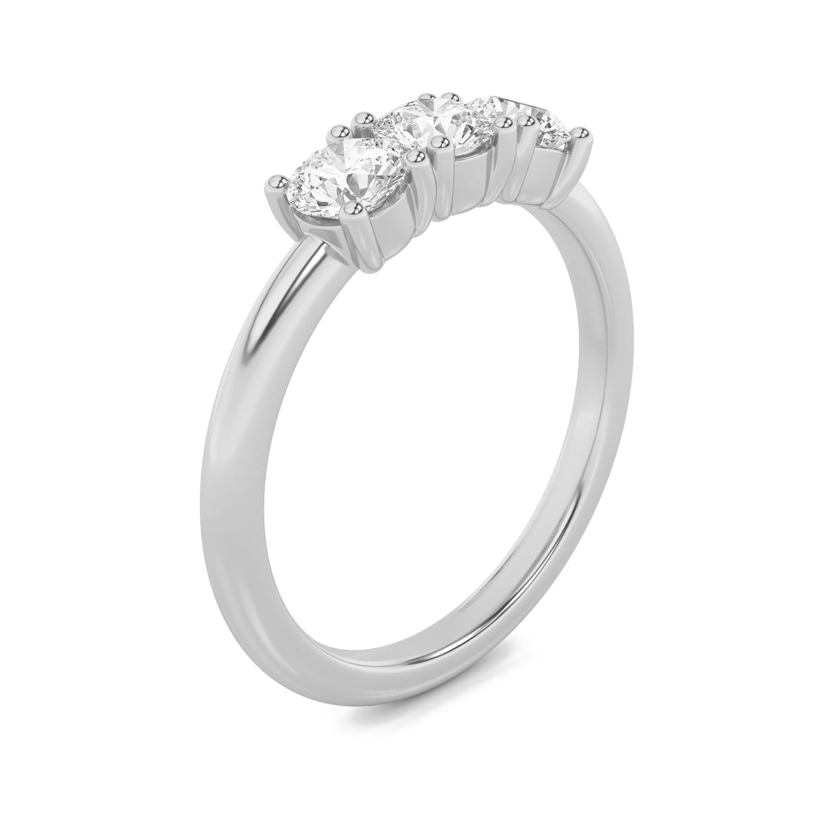 0.75CTW Round Lab-Grown Diamond Prong Three Stone Band Ring 3 Stones