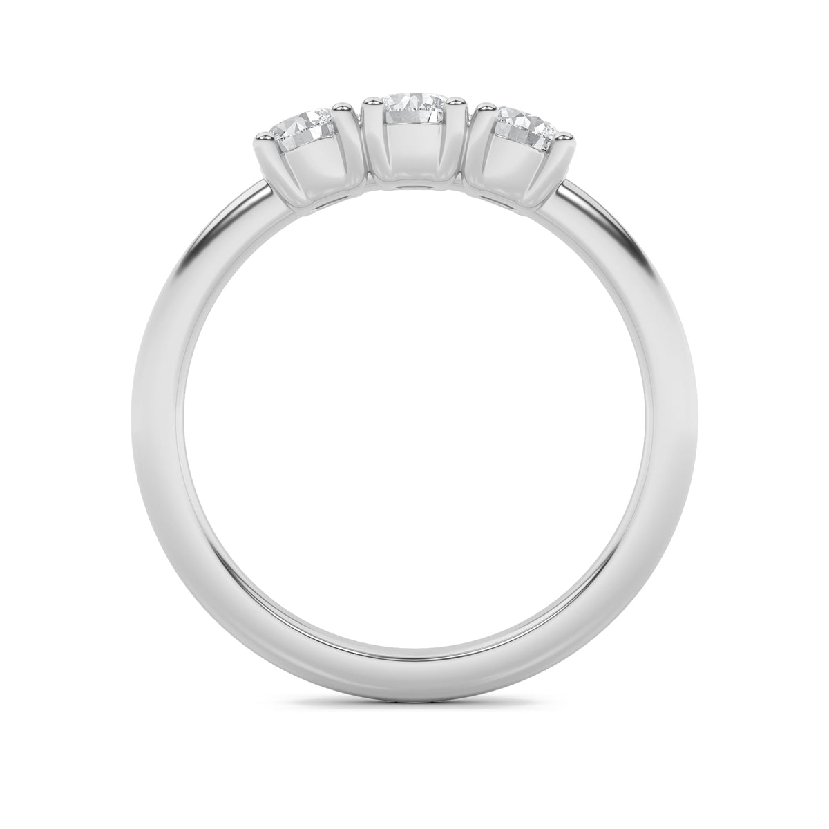 0.75CTW Round Lab-Grown Diamond Prong Three Stone Band Ring 3 Stones