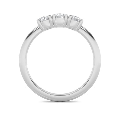 0.75CTW Round Lab-Grown Diamond Prong Three Stone Band Ring 3 Stones