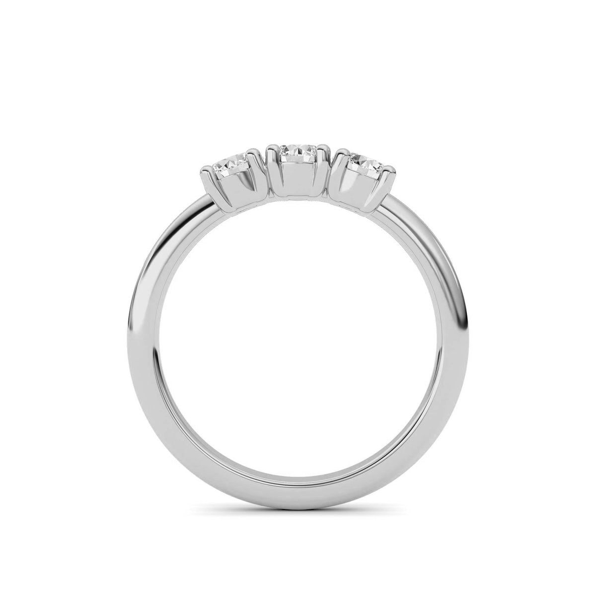 0.75CTW Round Lab-Grown Diamond Prong Three Stone Band Ring 3 Stones