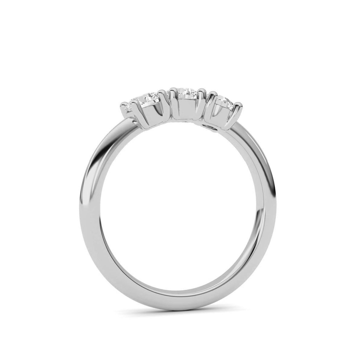 0.75CTW Round Lab-Grown Diamond Prong Three Stone Band Ring 3 Stones