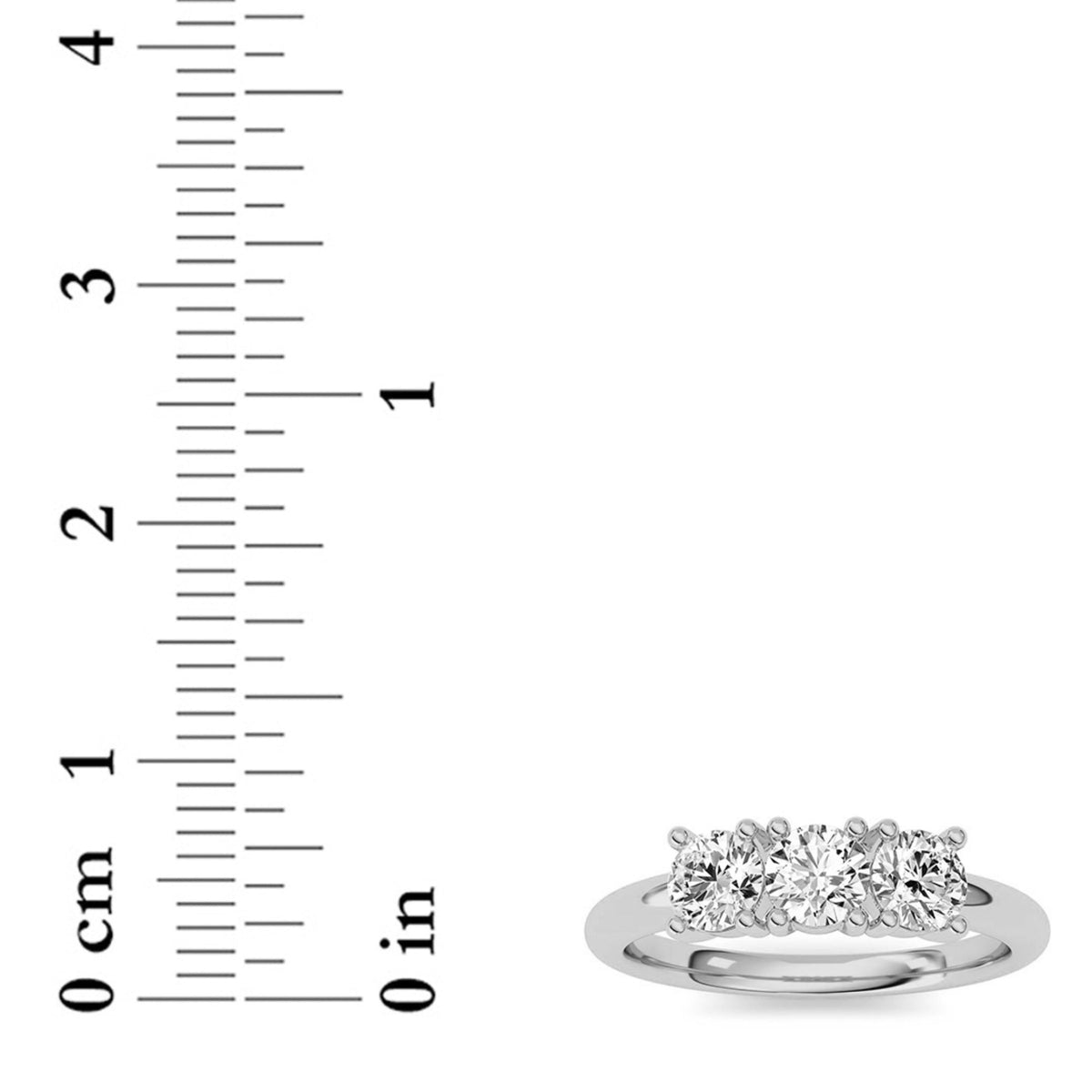 0.75CTW Round Lab-Grown Diamond Prong Three Stone Band Ring 3 Stones