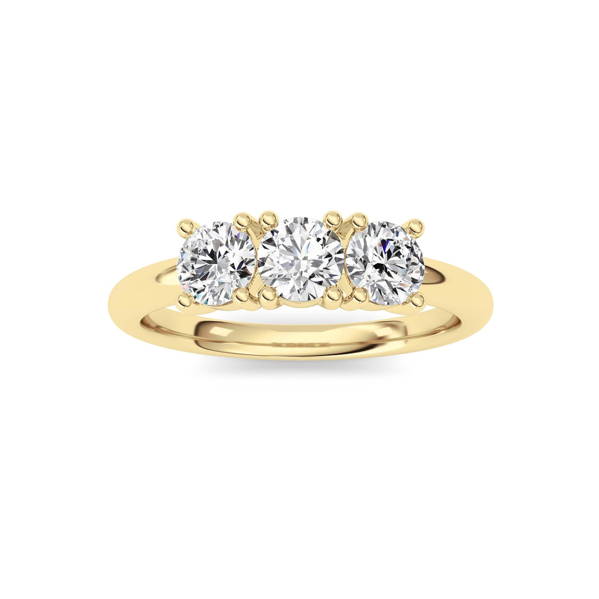 0.75CTW Round Lab-Grown Diamond Prong Three Stone Band Ring 3 Stones