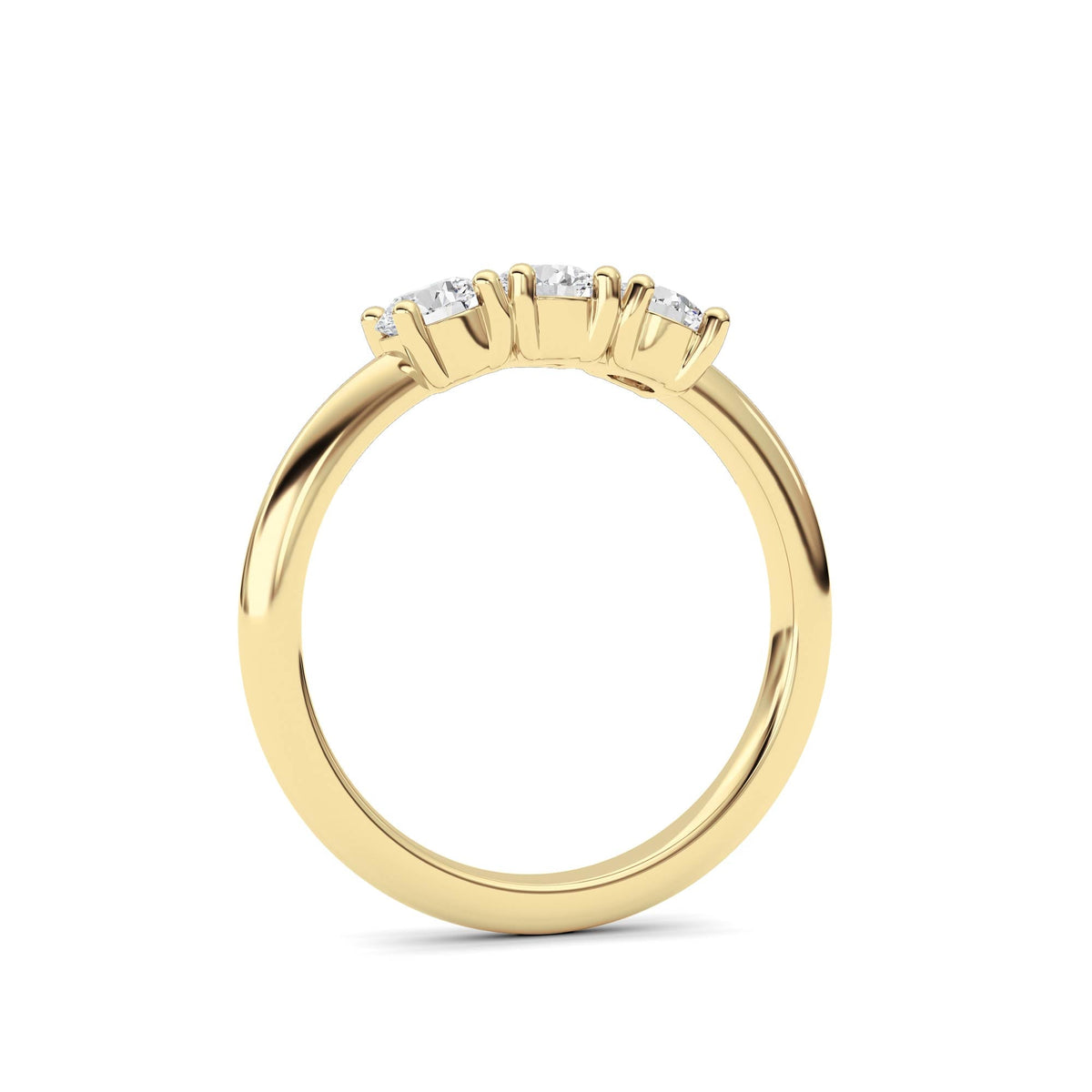 0.75CTW Round Lab-Grown Diamond Prong Three Stone Band Ring 3 Stones