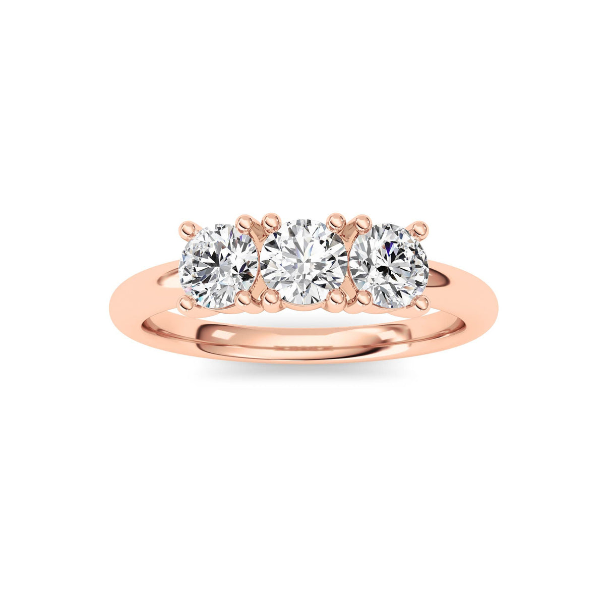 0.75CTW Round Lab-Grown Diamond Prong Three Stone Band Ring 3 Stones