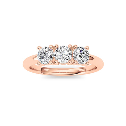 0.75CTW Round Lab-Grown Diamond Prong Three Stone Band Ring 3 Stones