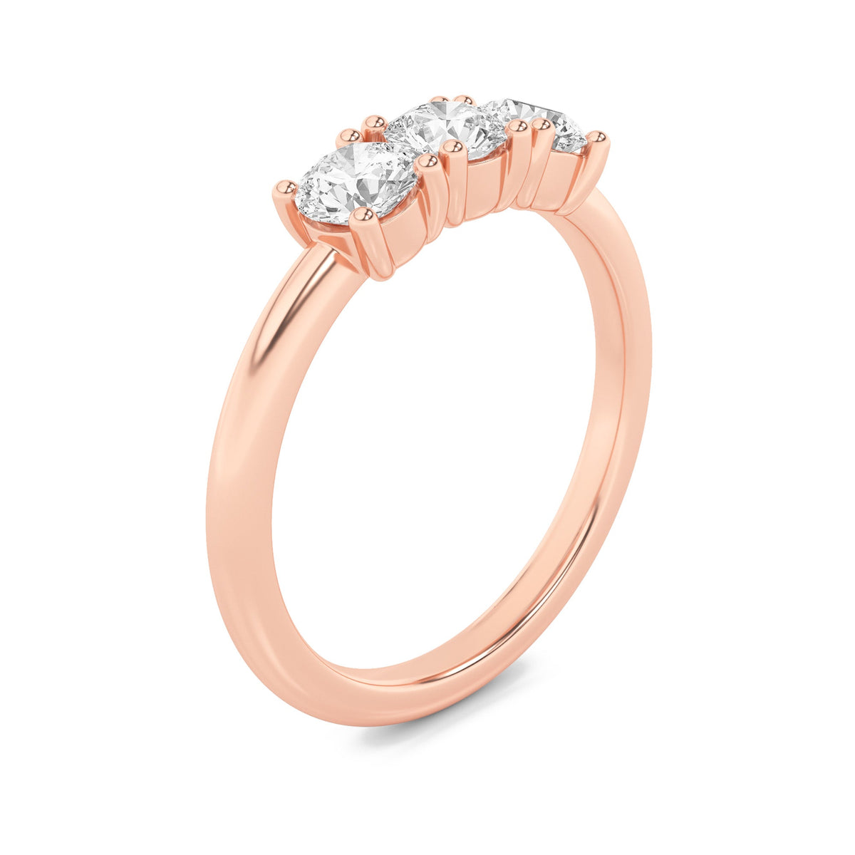 0.75CTW Round Lab-Grown Diamond Prong Three Stone Band Ring 3 Stones