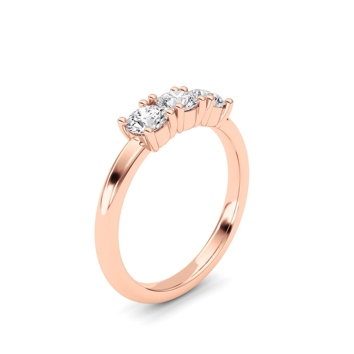 0.75CTW Round Lab-Grown Diamond Prong Three Stone Band Ring 3 Stones