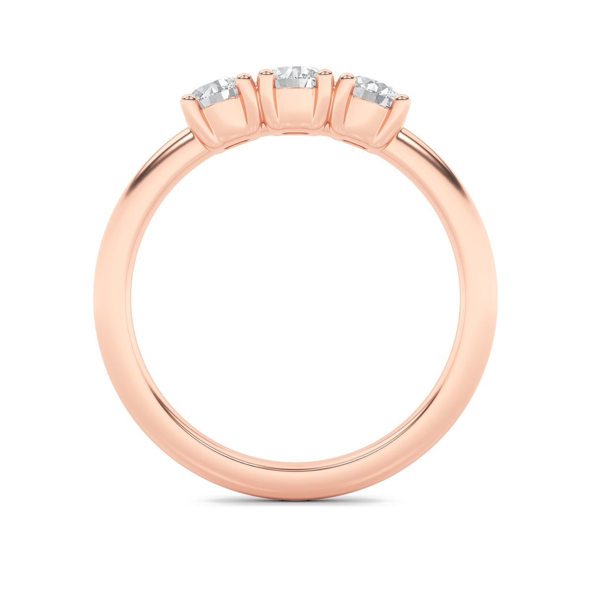 0.75CTW Round Lab-Grown Diamond Prong Three Stone Band Ring 3 Stones