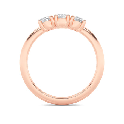 0.75CTW Round Lab-Grown Diamond Prong Three Stone Band Ring 3 Stones