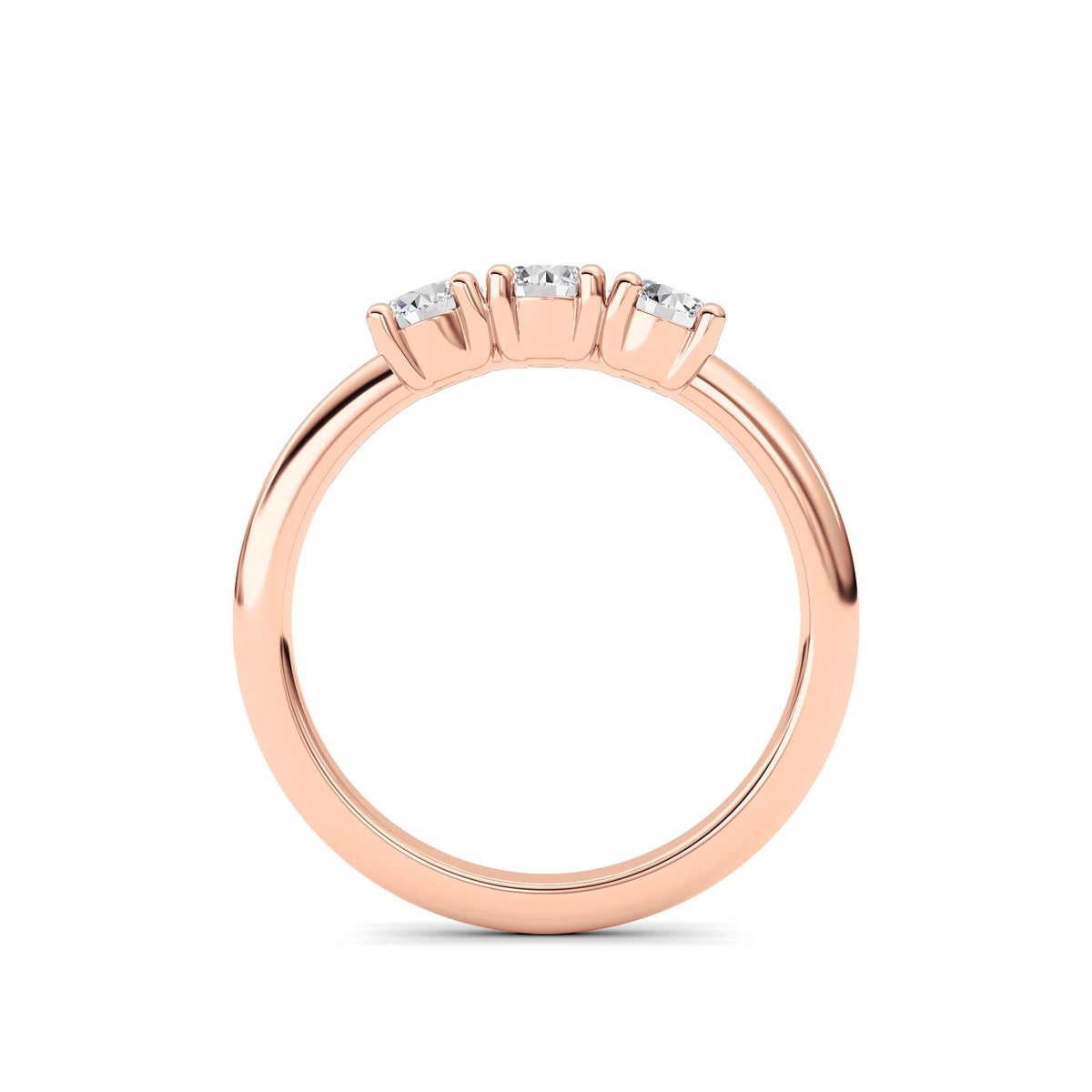 0.75CTW Round Lab-Grown Diamond Prong Three Stone Band Ring 3 Stones