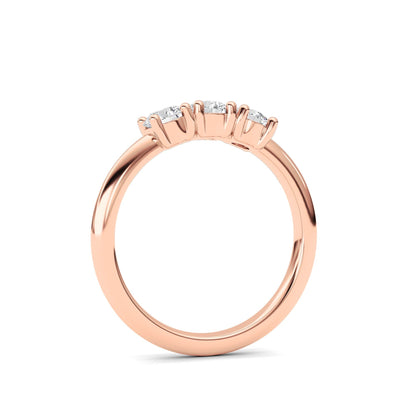 0.75CTW Round Lab-Grown Diamond Prong Three Stone Band Ring 3 Stones