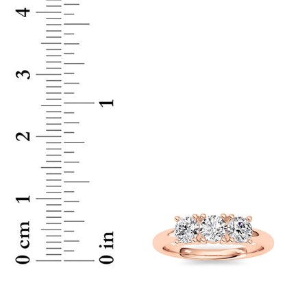 0.75CTW Round Lab-Grown Diamond Prong Three Stone Band Ring 3 Stones