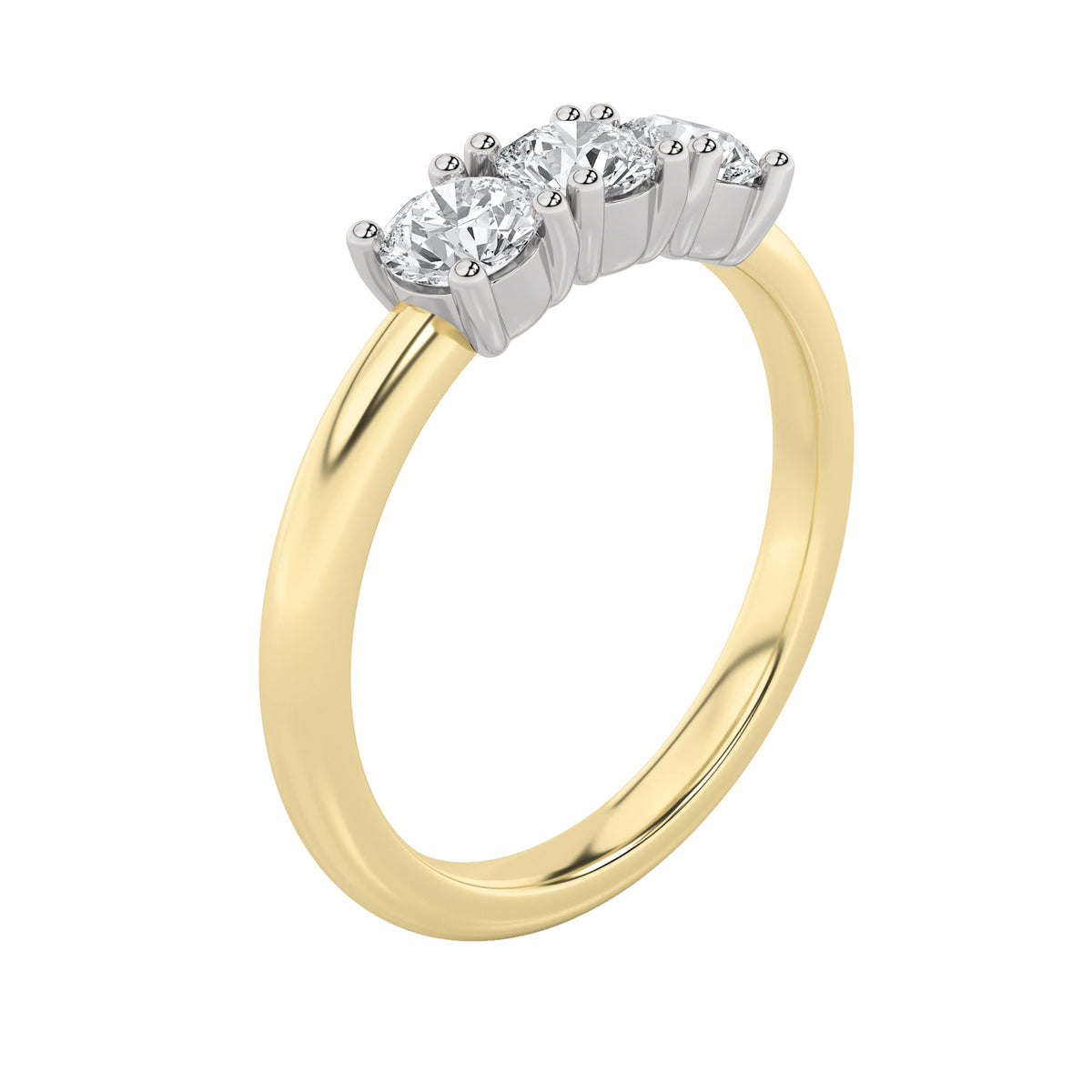 2CTW Round Lab-Grown Diamond Prong Three Stone Band Ring 3 Stones