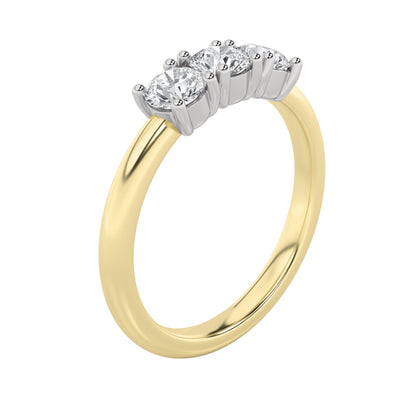 2CTW Round Lab-Grown Diamond Prong Three Stone Band Ring 3 Stones