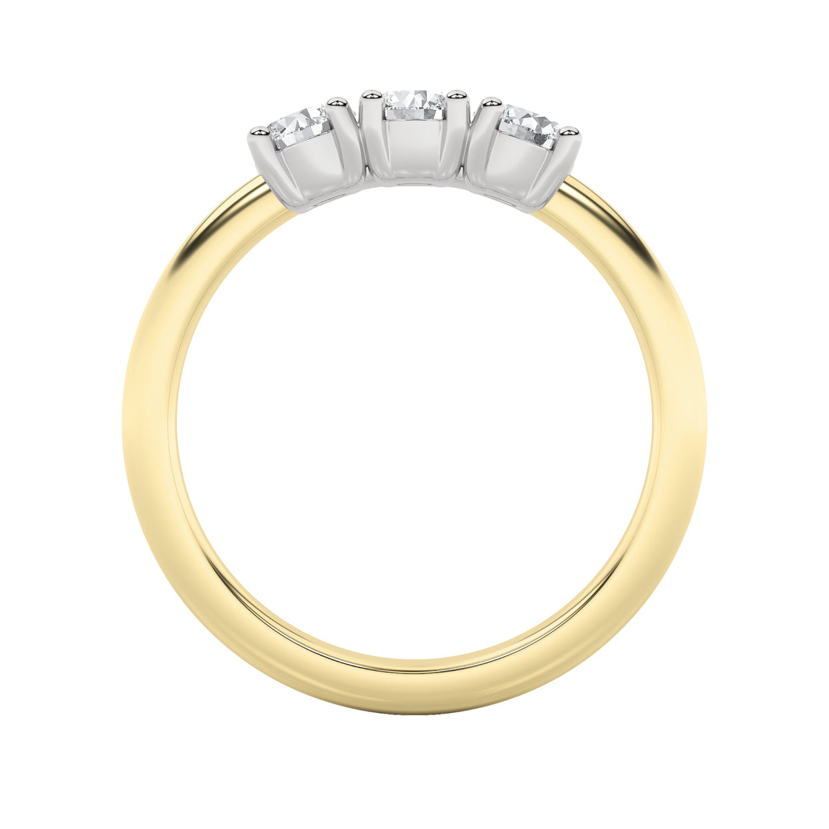 2CTW Round Lab-Grown Diamond Prong Three Stone Band Ring 3 Stones