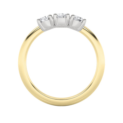 2CTW Round Lab-Grown Diamond Prong Three Stone Band Ring 3 Stones
