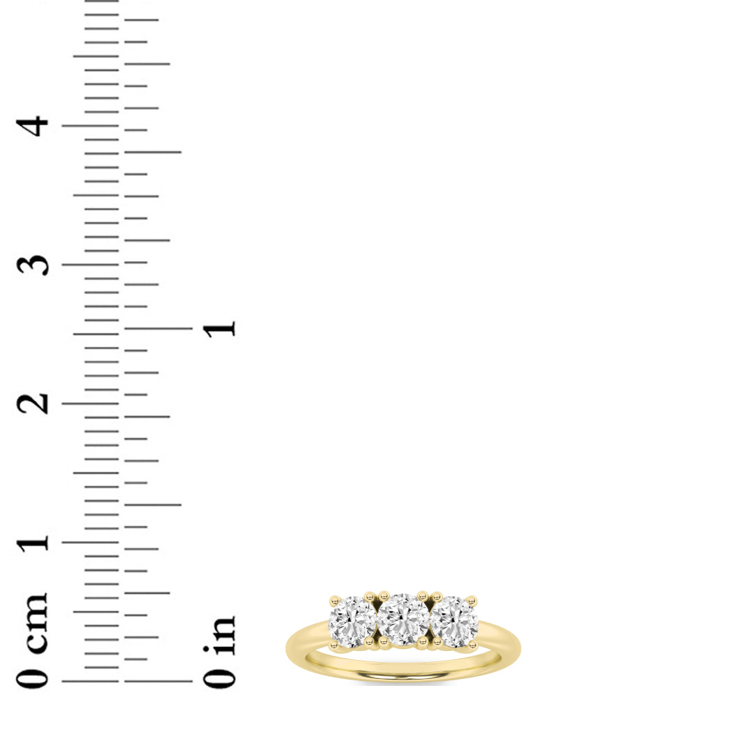 3CTW Round Lab-Grown Diamond Prong Three Stone Band Ring 3 Stones