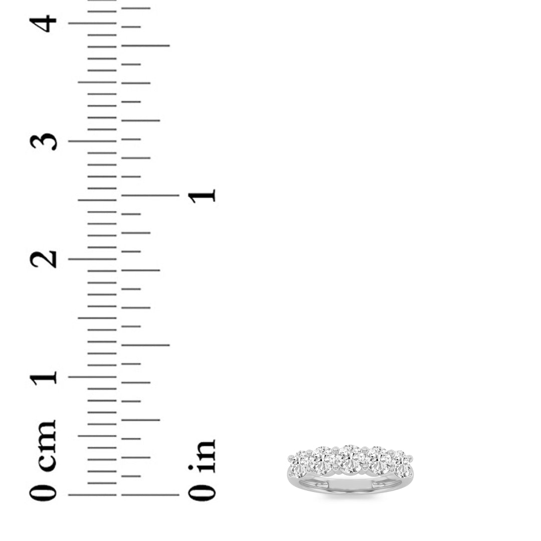 1.5CTW Round Lab-Grown Diamond Prong Five Stone Band Ring 5 Stones