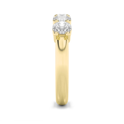 1.5CTW Round Lab-Grown Diamond Prong Five Stone Band Ring 5 Stones