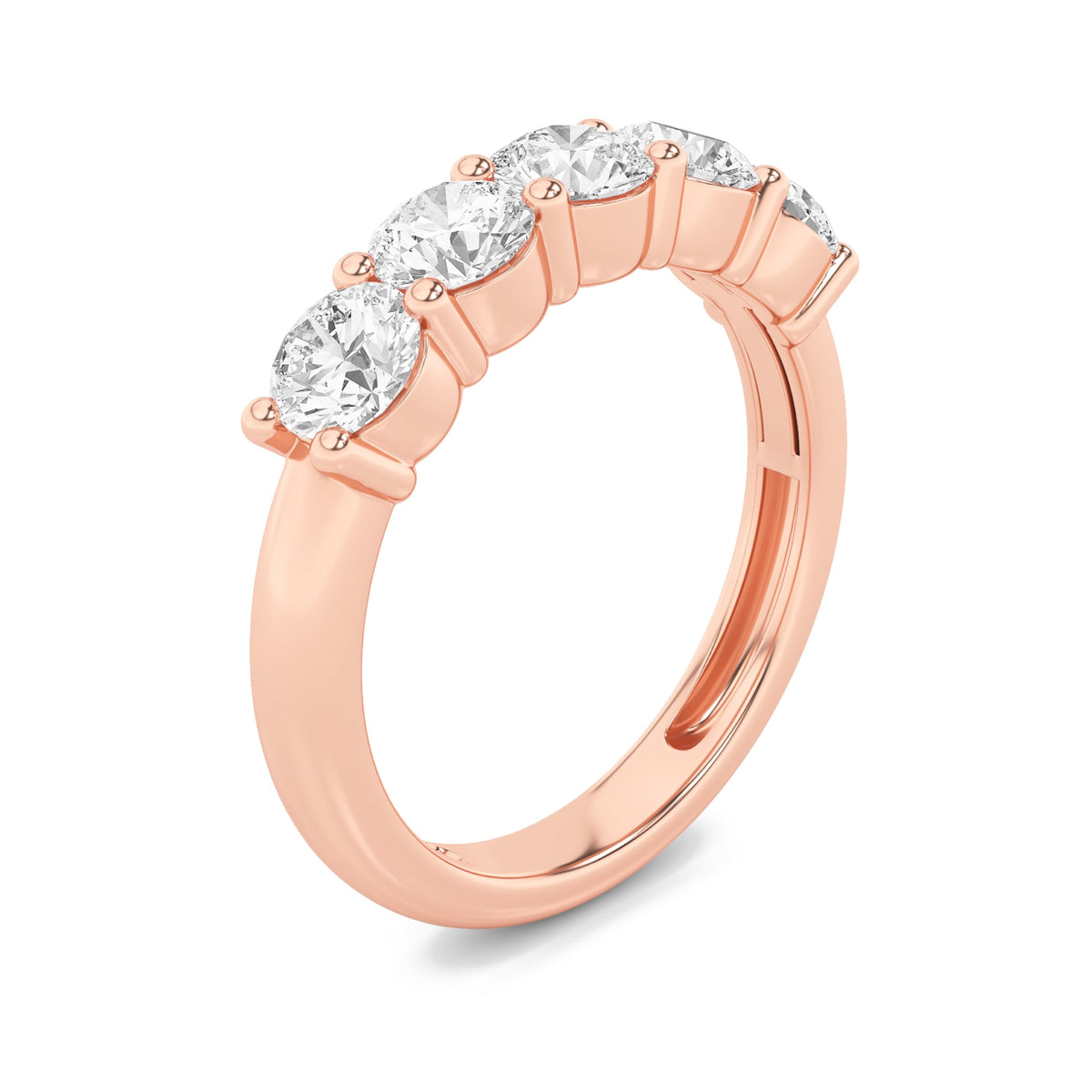 1.5CTW Round Lab-Grown Diamond Prong Five Stone Band Ring 5 Stones