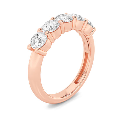 1.5CTW Round Lab-Grown Diamond Prong Five Stone Band Ring 5 Stones